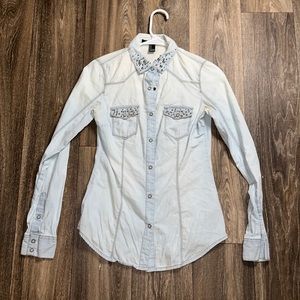 Jean button up top